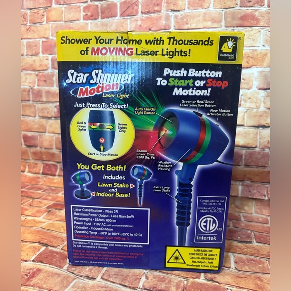 Star Shower Motion Laser Light - Red and Green-NEW - Picture 2 of 3